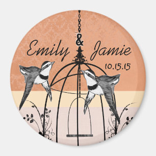 Íman Coral Bird Cage Wedding Magnets ou Personalize