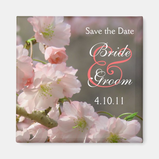 Íman Coral Cherry Bloosom Save-The-Date (Frente)