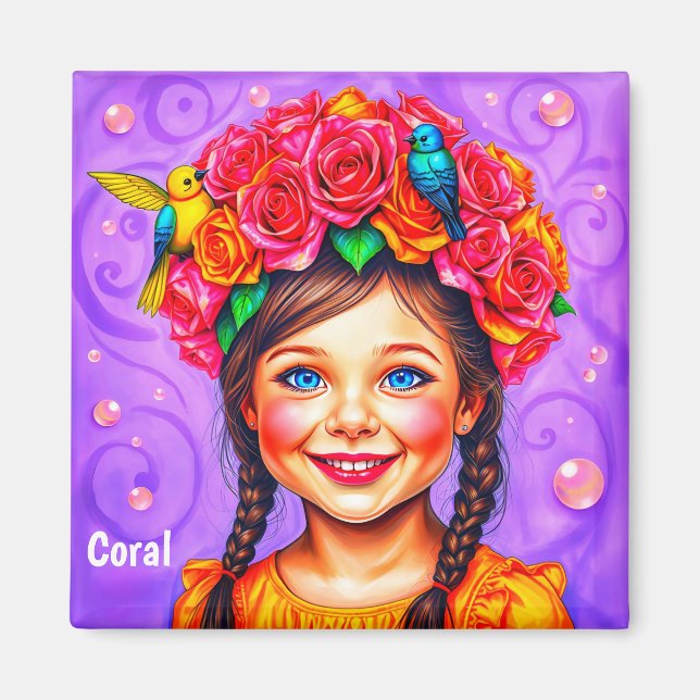 Íman CORAL~ PÁSCOA BONNET ~ Happy Girl ~ (Frente)