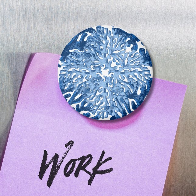 Íman Coral Rococo in Blue Indigo Option 1 Magnet (Criador carregado)