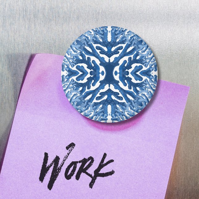 Íman Coral Rococo in Blue Indigo Option 3 Magnet (Criador carregado)