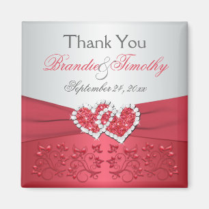 Íman Coral Rosa, Cinza Floral Favor Magnet