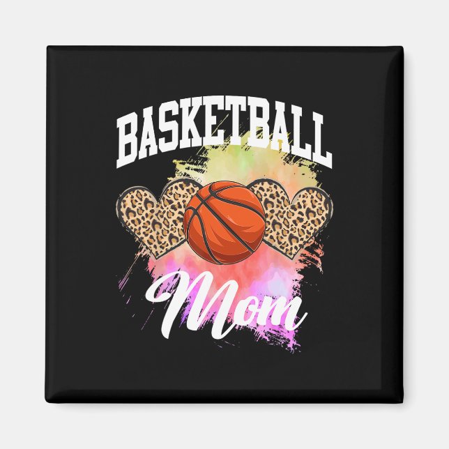 Íman Corante de Coração Leopardo de Basquete Mães de mã (Frente)