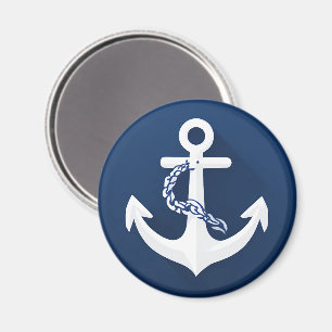 Íman Corda e Âncora Símbolo Náutico Branco Azul Marinho