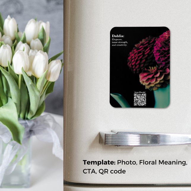 Íman Cordilheira Educacional do Buquê Violet Dahlia (Violet Dahlia Bouquet Educational Fridge Magnet)