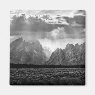 Íman Cordilheira grande de Teton em preto e branco