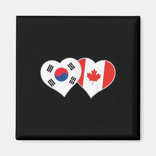 Íman Coreano canadense Flag Heart Coreia do Sul Canadá (Frente)