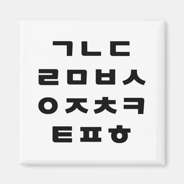 Íman Coreano | Hangul, Alfabeto (Frente)