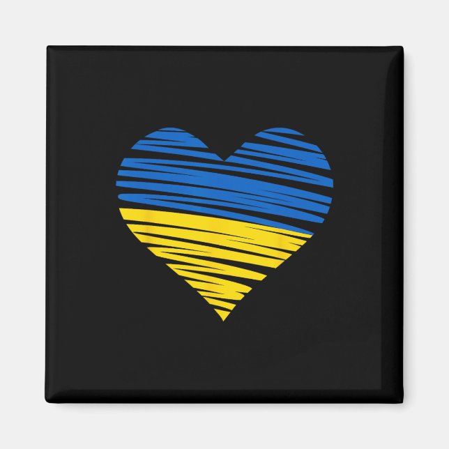 Íman Cores da Bandeira do Coração Ucraniano Azul Amarel (Frente)