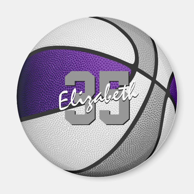 Íman cores da equipe de basquetebol da cinza roxa (Frente)