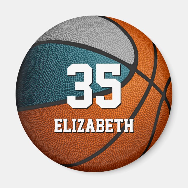 Íman cores da equipe de basquetebol da cinza teal (Frente)