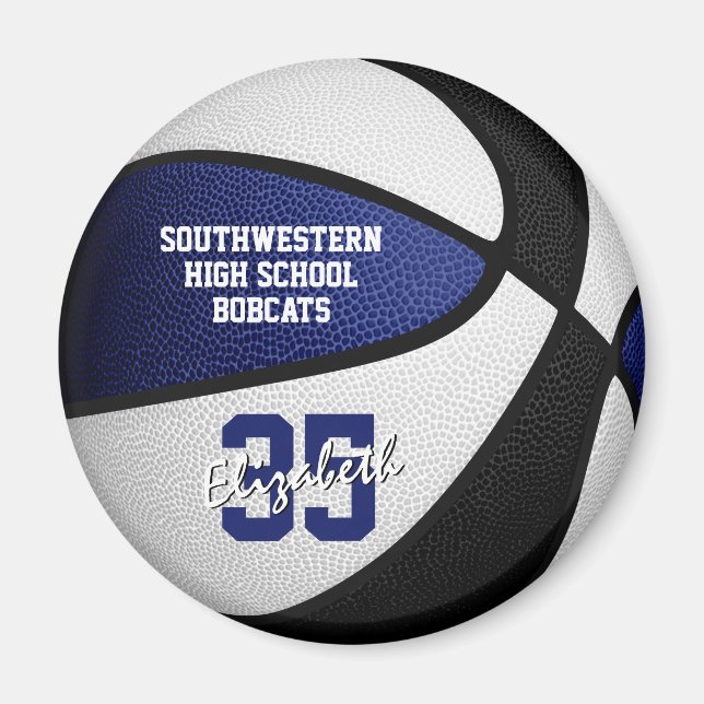 Íman cores da equipe de basquetebol preto azul (Frente)