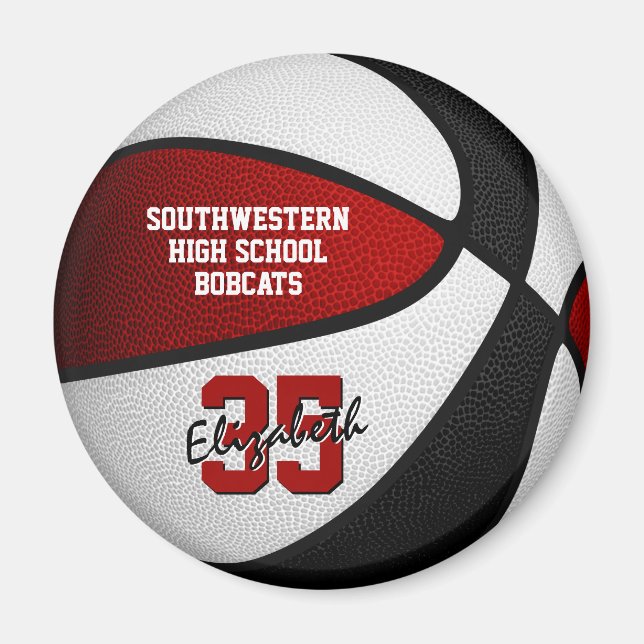 Íman cores da equipe de basquetebol preto vermelho (Frente)