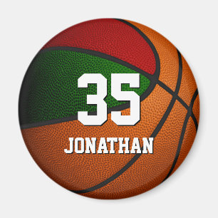 Íman cores da equipe de basquetebol verde-vermelha