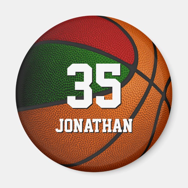 Íman cores da equipe de basquetebol verde-vermelha (Frente)