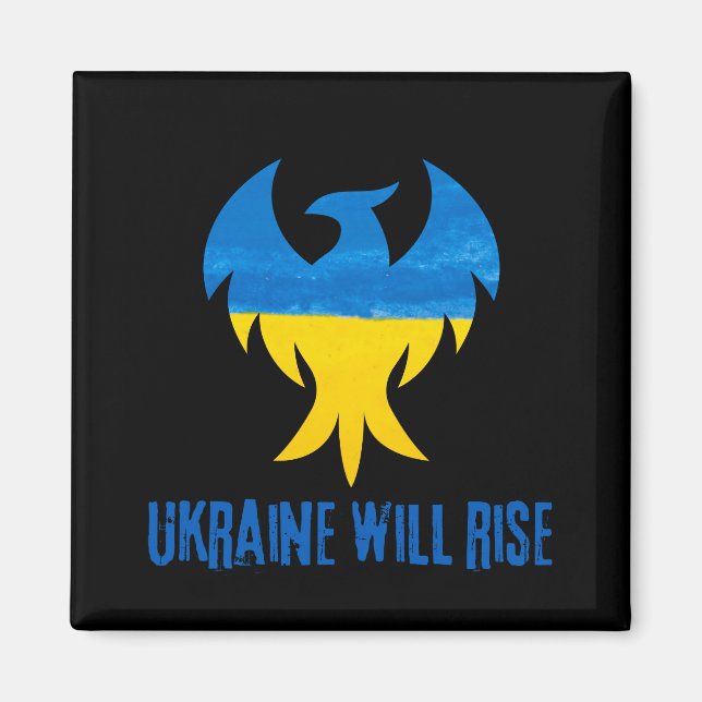 Íman Cores da Ucrânia da Ascensão Phoenix Inspiracional (Frente)