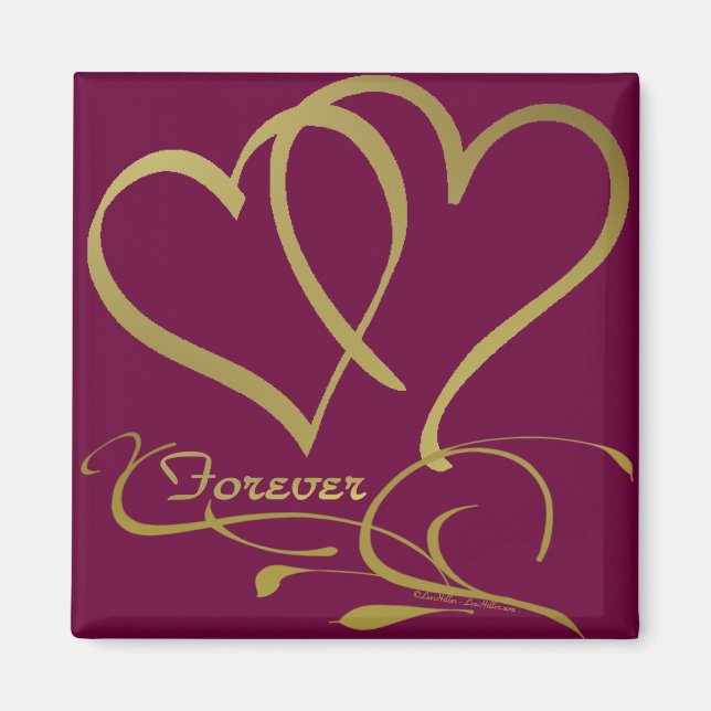 Íman Cores de fundo editáveis Forever Hearts Gold (Frente)