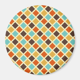 Íman Cores Retro Vermelho Amarelo Azul Xadrez Diamante
