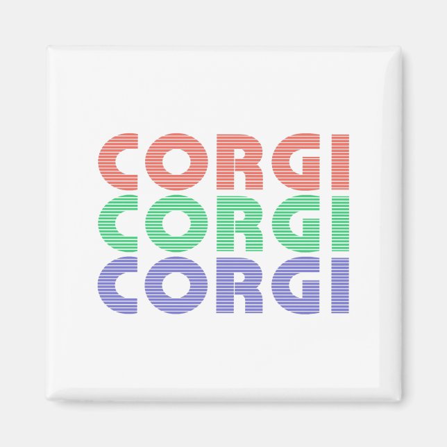 Íman Corgi Cão Texto Colorido Moderno (Frente)