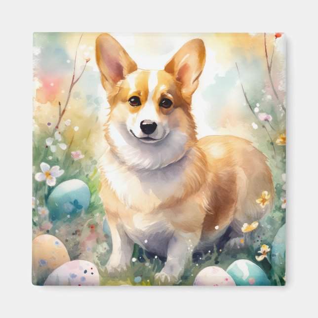 Íman Corgi com Ovos de Páscoa Feriado (Frente)