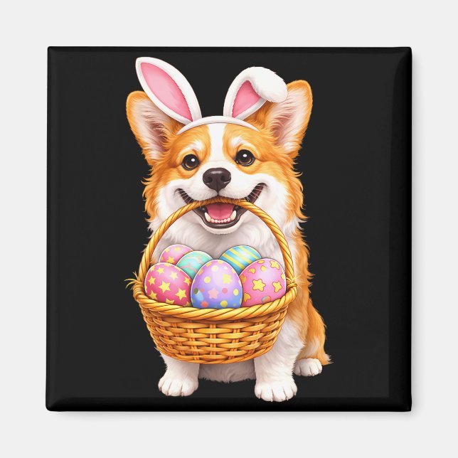 Íman Corgi de Páscoa coelho ovos de Páscoa adoráveis ce (Frente)