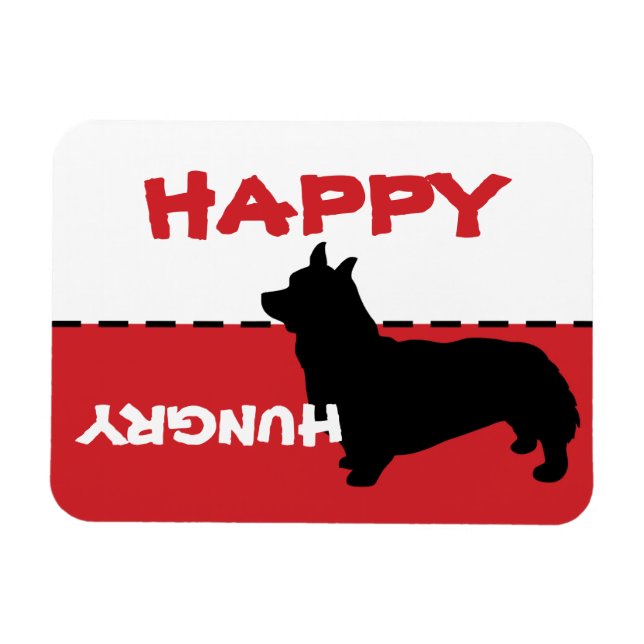 Íman Corgi Dog Feeding Me Magnet Dog está com fome (Horizontal)