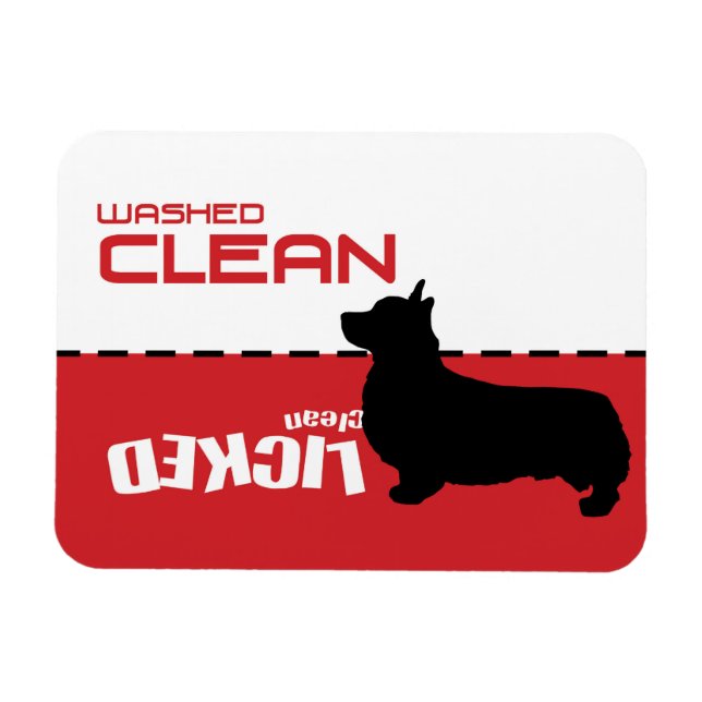 Íman Corgi Dog, Puppy Dishwasher Magnet - Limpo Licitad (Horizontal)