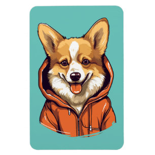 Íman Corgi Engraçado Vestindo Moletom