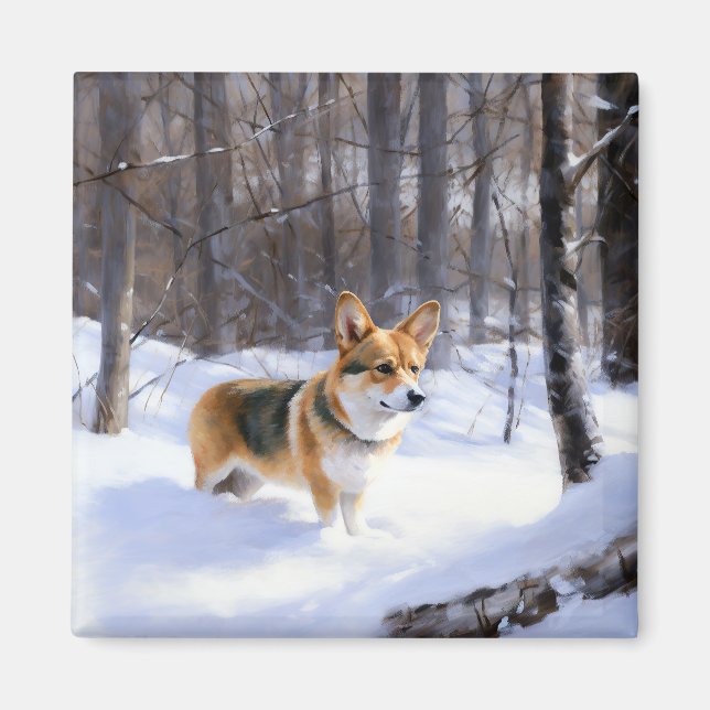 Íman Corgi Let It Snow Natal (Frente)