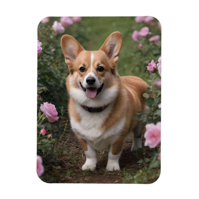 Íman Corgi Nas Rosas Rosa, (Vertical)