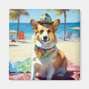 Íman Corgi on Beach, presente de verão para amantes de