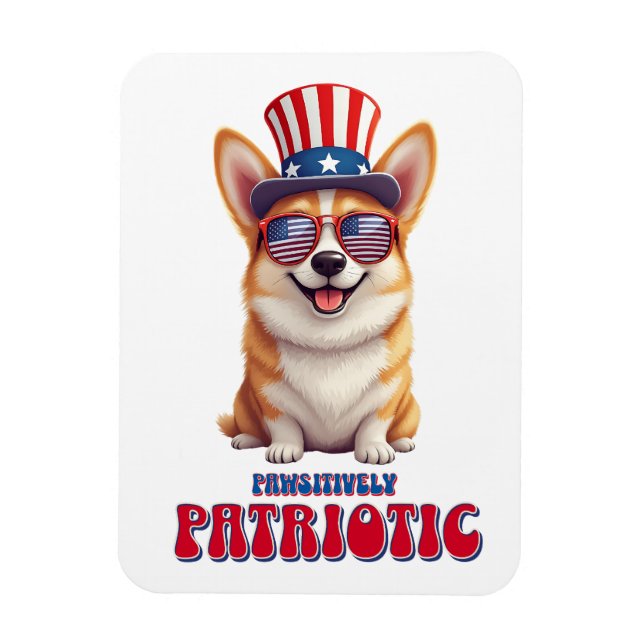 Íman Corgi Patriótico - Pawsitivamente Patriótico (Vertical)