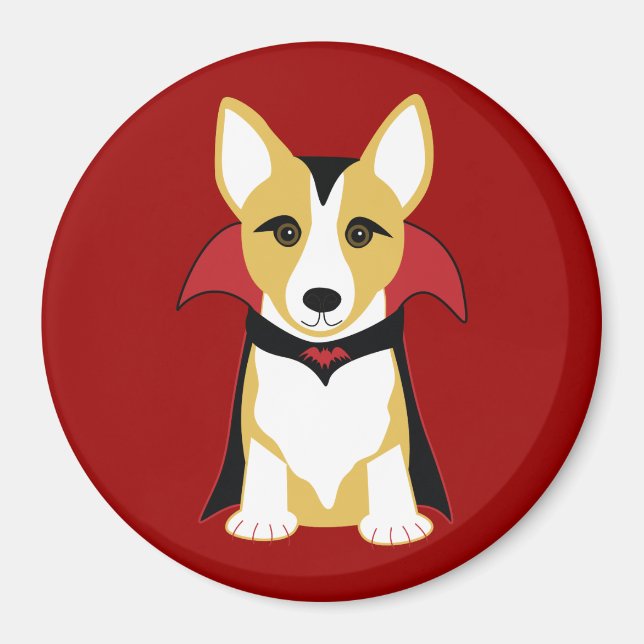 Íman Corgi Vampire Halloween Magnet (Frente)