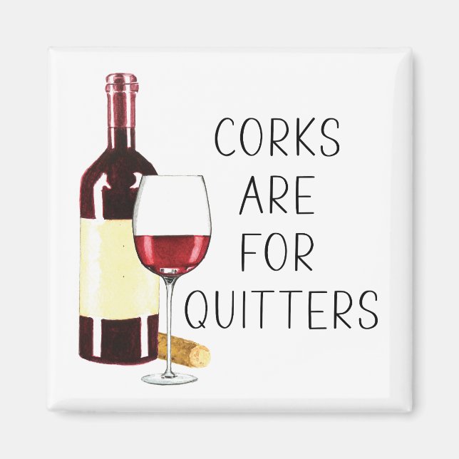 Íman "Corks For Quitters" Aquarela Vidro Vermelho (Frente)