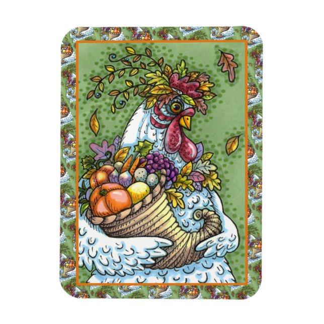 ÍMAN  CORNUCOPIA HEN, OBRIGADO A COLHEITA DE GALINHA (Vertical)