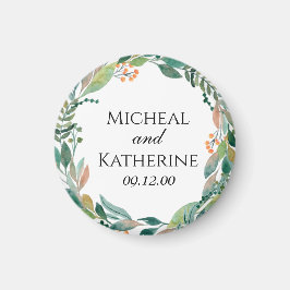 Íman Coroa Botânica Aquarela Personalizada
