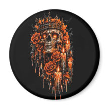Coroa de Caveira Gótica Halloween Rosas Sombrias A