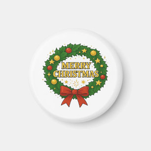 Íman Coroa de Natal Dourada – Vermelho Verde Dourado Fe