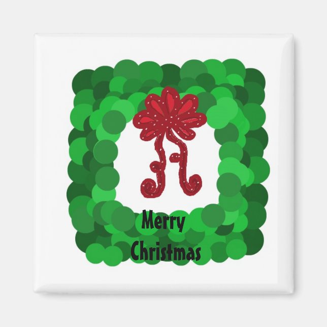 Íman Coroa de Natal Verde Quadrada Elegante (Frente)
