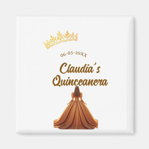 Íman coroa de princesa laranja quinceanera aniversário