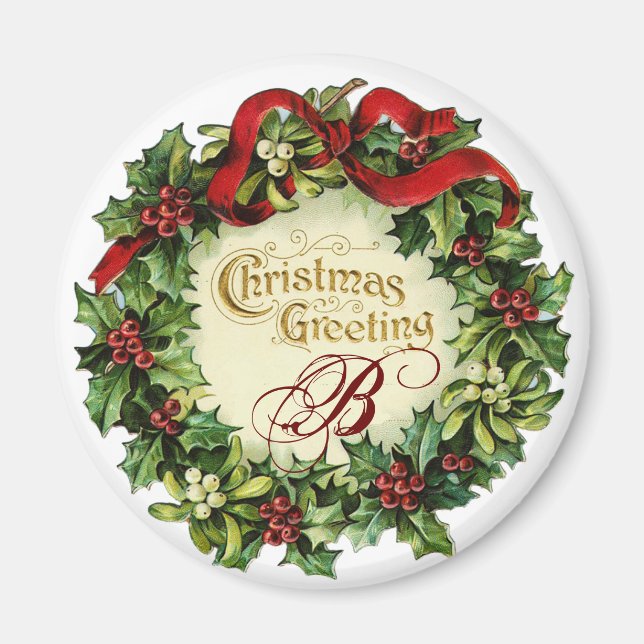 ÍMAN COROA DO NATAL COM VISCOS E BAGAS DO AZEVINHO (Frente)