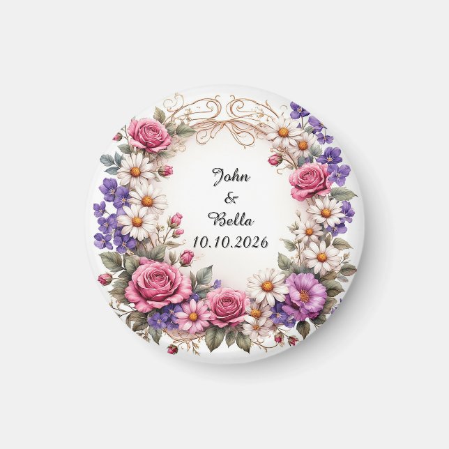 Íman Coroa Floral com Nome Personalizado Presente para  (Frente)