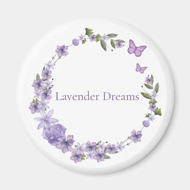 Íman Coroa Floral de Lavanda Design Botânico (Frente)