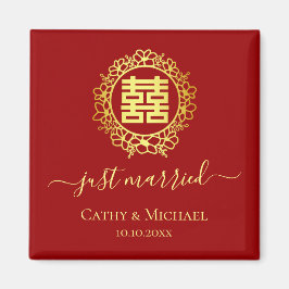 Íman Coroa floral recém-casados vermelho casamento chin