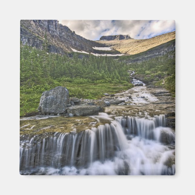 Íman Córrego em cascata, Parque Nacional Glacier, (Frente)