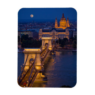 Íman Corrente Ponte e Lua Cheia à Noite