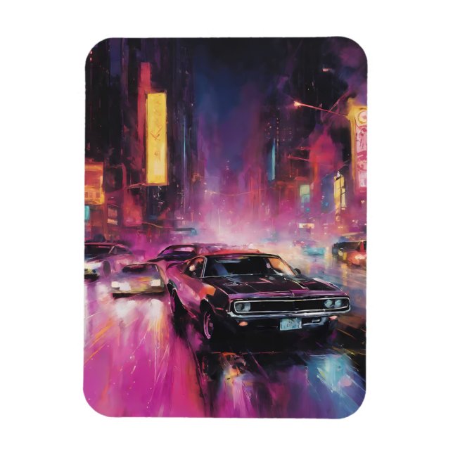 Íman Corrida noturna em Vibrant City (Vertical)