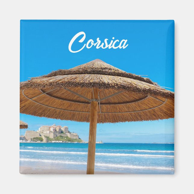 Íman Córsega Calvi Citadel e Beach Souvenir (Frente)
