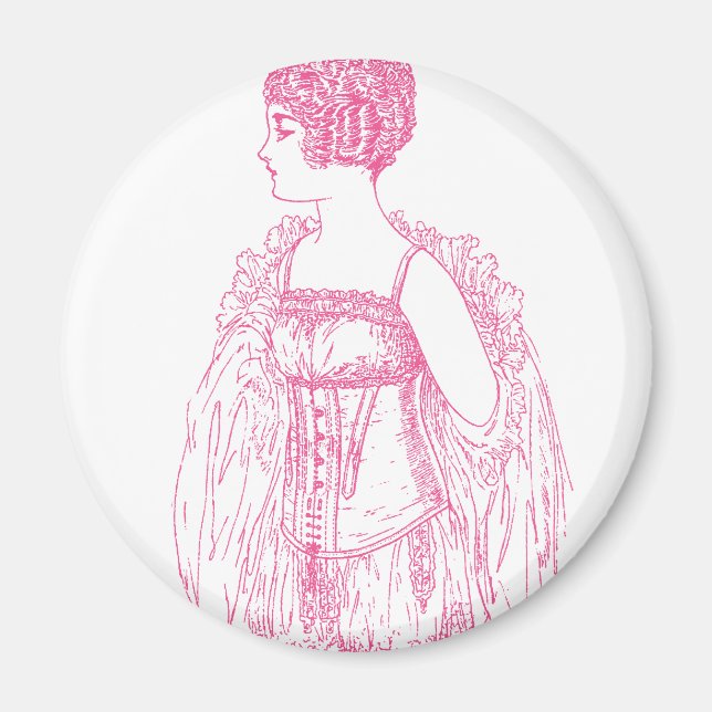 Íman Corset Flapper Vintage Rosa (Frente)