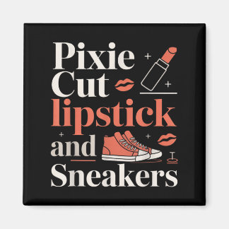 Íman Corte pixie batom e tênis estilo de cabelo curto